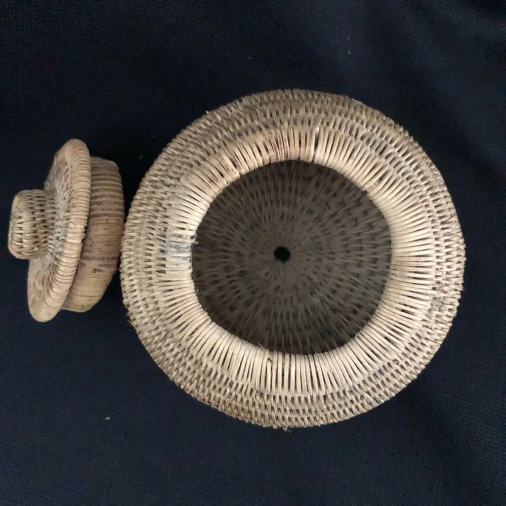 Small Handwoven Small Round Basket with Lid